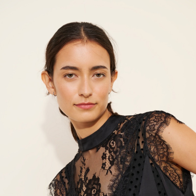 Sheer Lace Peplum Blouse